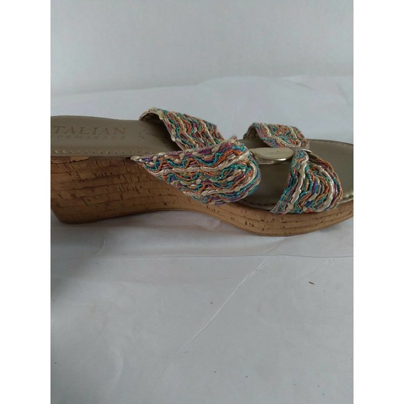 Italian Shoemaker Sandals Cork Wedge  Sz 9.5 - Picture 3 of 10